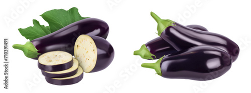 Eggplant or aubergine isolated on white background with full depth of field