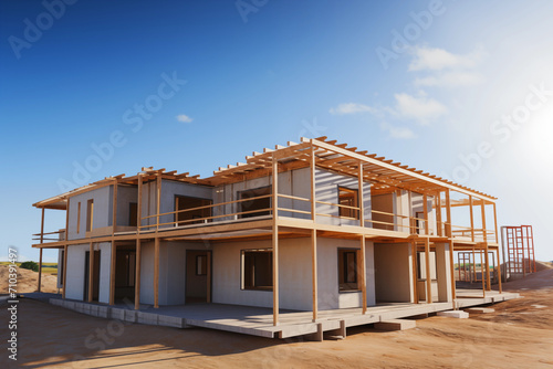 building under construction site in the sunshine