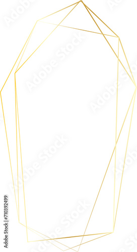 Gold geometric frame illustration on transparent background.