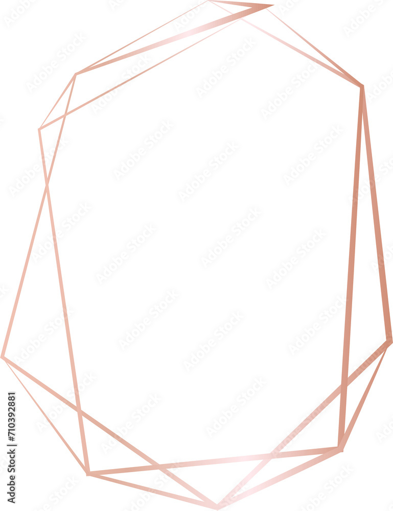 Rose gold geometric frame illustration on transparent background. Rose gold geometric frame illustration on transparent background.