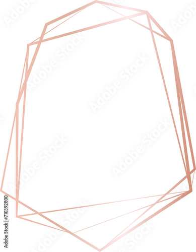 Rose gold geometric frame illustration on transparent background.