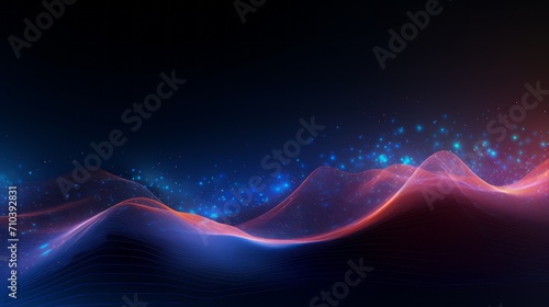 Vibrant abstract wave digital background with big data network connection technology - futuristic science concept