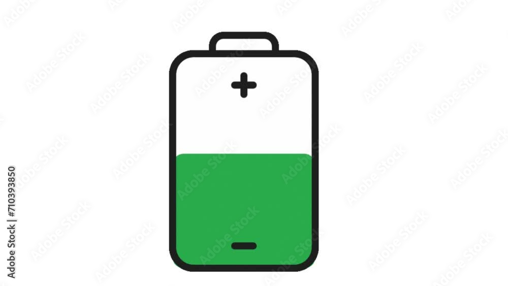 Dynamic Battery Charging Black, White, and Green Fusion Colorful Animation on White Background Dynamic Battery Charging Black, White, and Green Fusion Colorful Animation on White Background