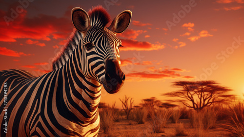 zebra at sunright background