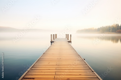 wood plank pier extending out over calm lake waters