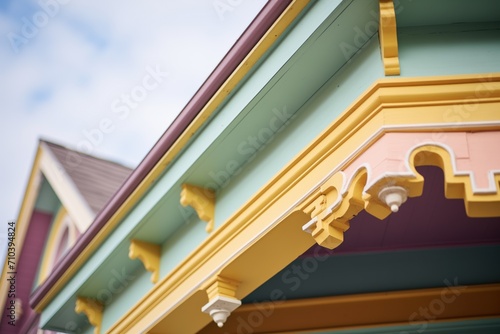 closeup of victorian corbels and eave brackets photo