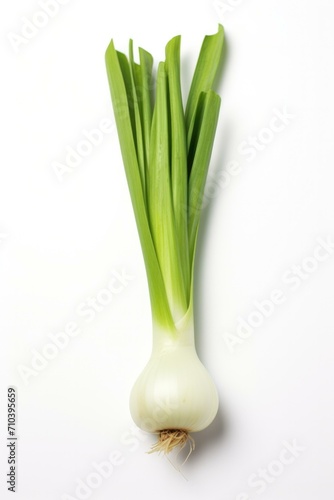 A fresh, organic leek isolated on a white background, perfect for healthy eating. Generative AI.