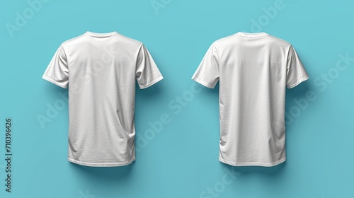 Explore the versatility of two isolated T-shirts with a mockup featuring both front and back views. The preview is enhanced using generative AI for a dynamic presentation. photo