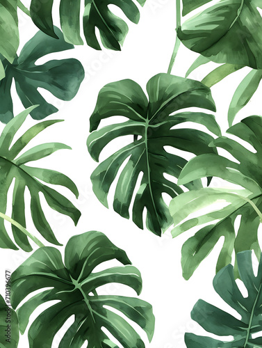 Water color painted monstera plant, Generative AI 