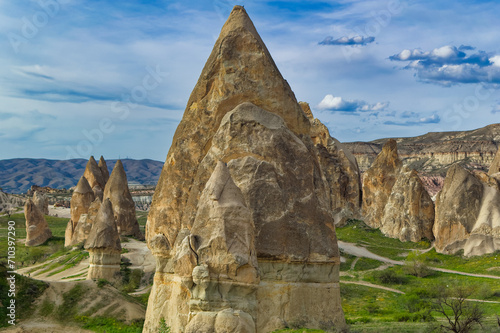 Obraz na płótnie Typical Cappadocia landscape soft volcanic rock, shaped by erosion in Goreme, Turkey. w salonie