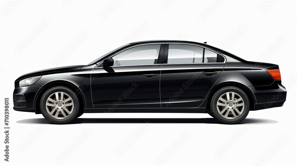  Generic black sedan car isolated on white background