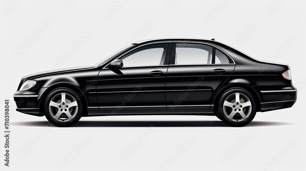  Generic black sedan car isolated on white background