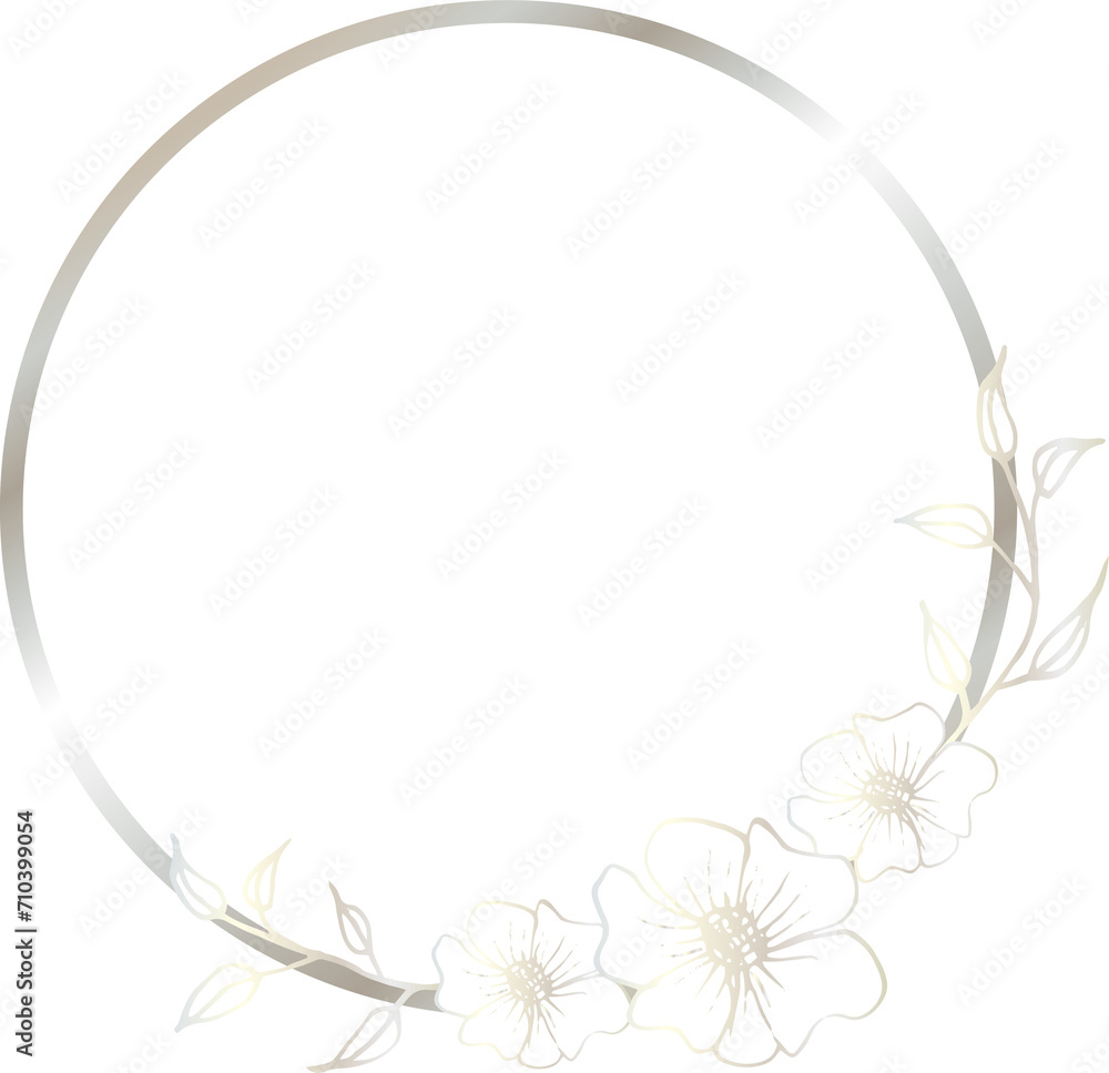 Silver flower wreath illustration on transparent background.
Silver flower wreath illustration on transparent background.