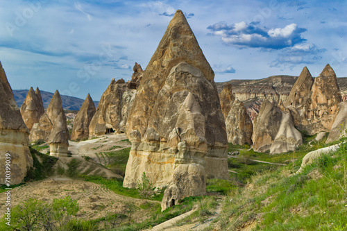 Obraz na płótnie Typical Cappadocia landscape soft volcanic rock, shaped by erosion in Goreme, Turkey. w salonie