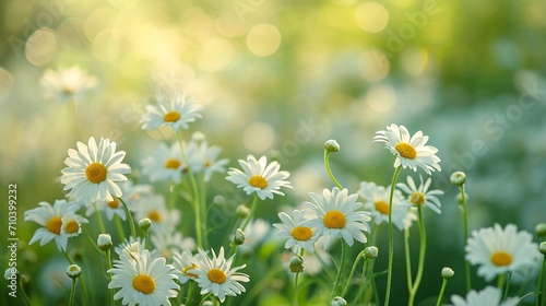 A field of daisies swaying in unison as a gentle breeze sweeps through © MagicS
