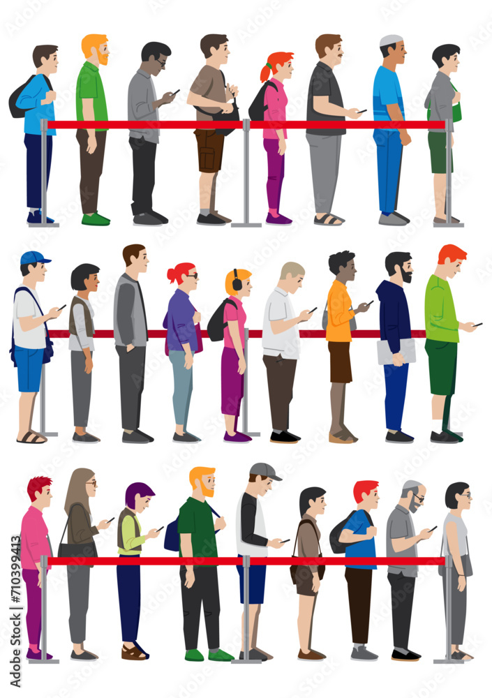 group of people waiting in line queue in vertical format group of people waiting in line queue in vertical format