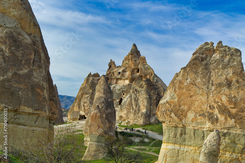 Obraz na płótnie Typical Cappadocia landscape soft volcanic rock, shaped by erosion in Goreme, Turkey. w salonie