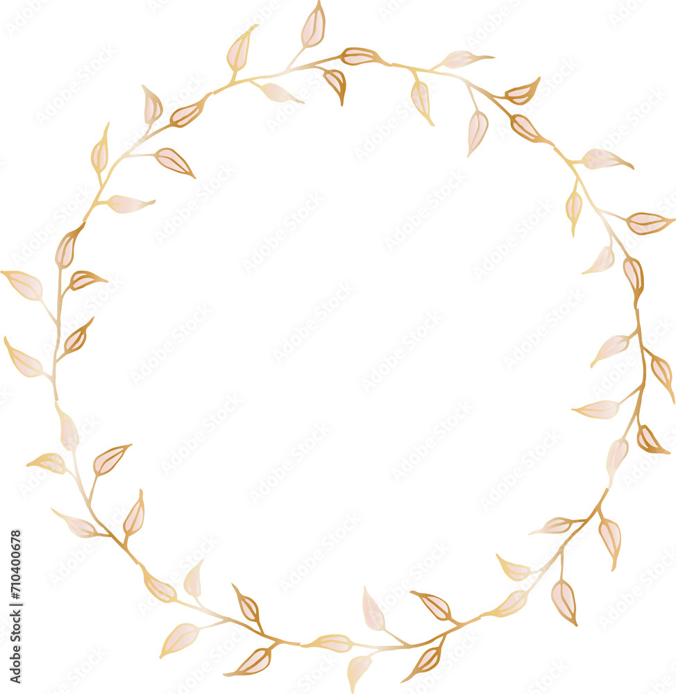 Leaf round frame pink gold illustration on transparent background.
Leaf round frame pink gold illustration on transparent background.
