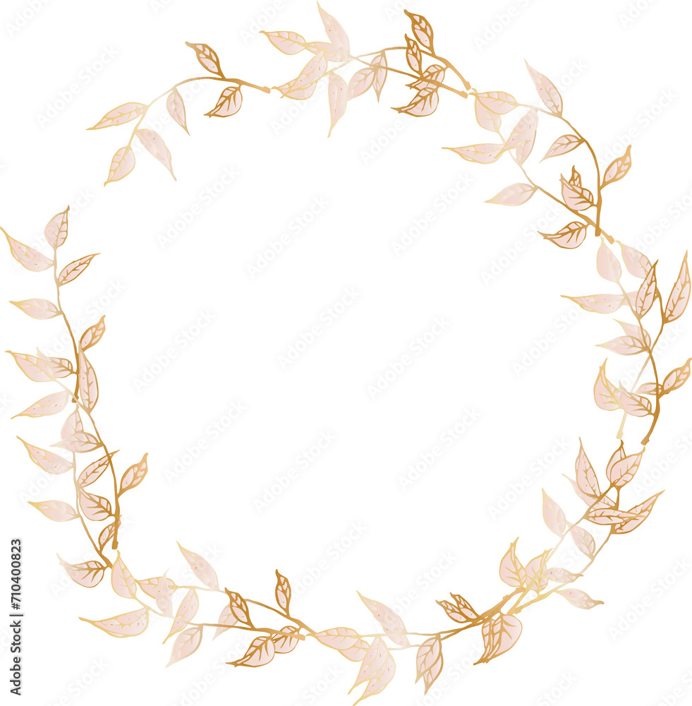 Leaf round frame pink gold illustration on transparent background.
Leaf round frame pink gold illustration on transparent background.