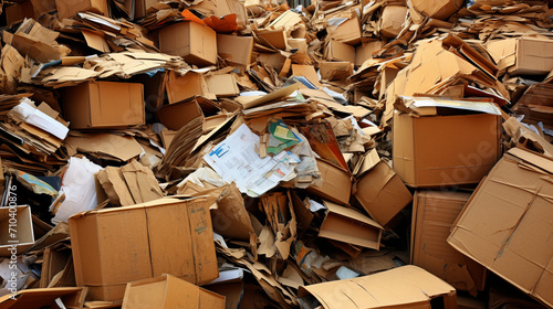Environmental Consciousness: Heap of Discarded Cardboard for Paper Recycling