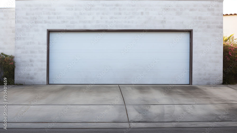 Homely Charm: White Garage Door and Driveway Creating a Classic American Facade Homely Charm: White Garage Door and Driveway Creating a Classic American Facade