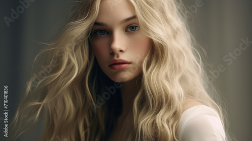 Sensibility Unveiled: Thoughtful Expression on a Young Female Model with Long Blond Hair