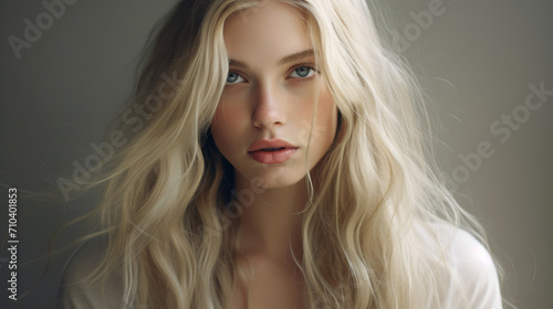 Sensibility Unveiled: Thoughtful Expression on a Young Female Model with Long Blond Hair