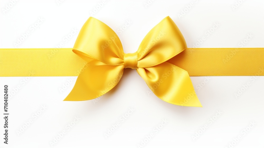 Yellow ribbon with bow isolated on white background Yellow ribbon with bow isolated on white background