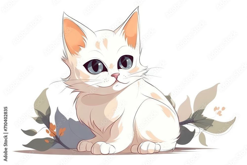 Fototapeta premium Illustration of a cute little cat on white background