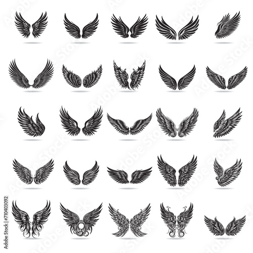 A collection of classic, modern and celtic-style vector wings