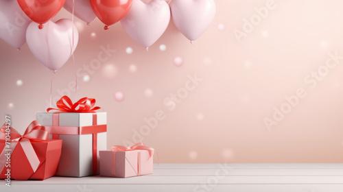 Valentine's Day: Love and Gifts Blank Product Mockup Background with Heart Decorations © Krittikarn
