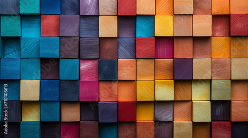 Color Cascade: Wide-angle Perspective on Aligned Wooden Blocks © Maximilien