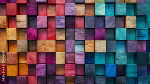 Color Cascade: Wide-angle Perspective on Aligned Wooden Blocks © Maximilien