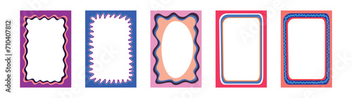 Frames with wavy edges. Fashionable graphic template. Geometric abstract background.