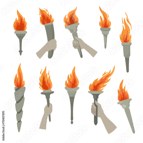 Burning torch in hand set