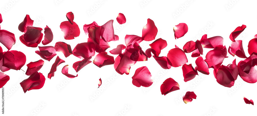 Fototapeta premium Flying rose petals isolated on transparent background