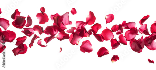 Flying rose petals isolated on transparent background