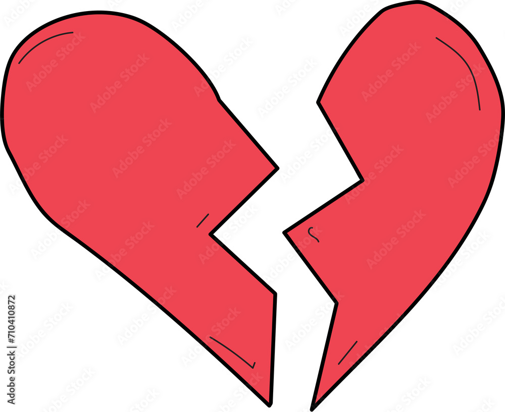 Hand drawn heart illustration on transparent background.
