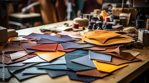 Tanned Tapestries: Colors Unfold on a Leather Craftman's Table