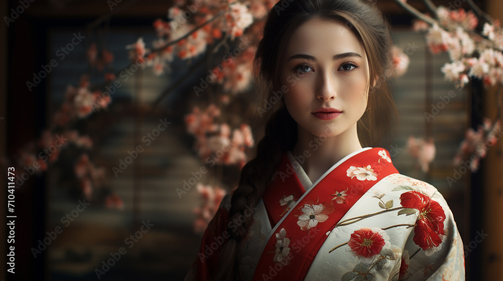 Elegance in Tradition: A Woman Embracing Kimono Living