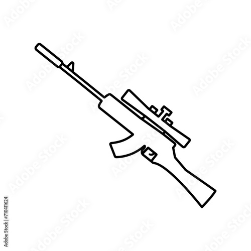 Machine ector icon. weapon illustration sign. army symbol. infantry logo. war mark.