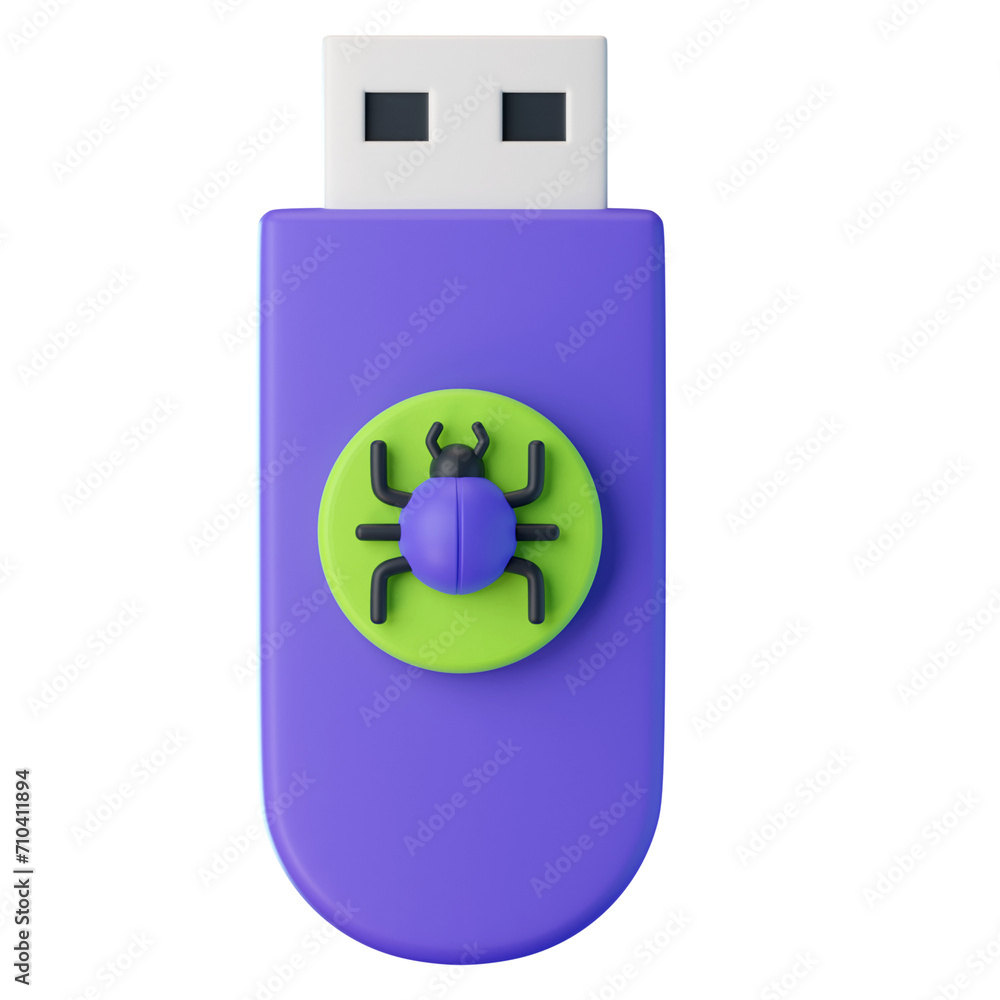 Obraz premium Flashdisk virus 3d icon illustration
