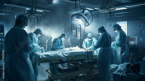 Precision in Progress: Surgeons Performing Operation in a Medical Hospital Surgery Room
