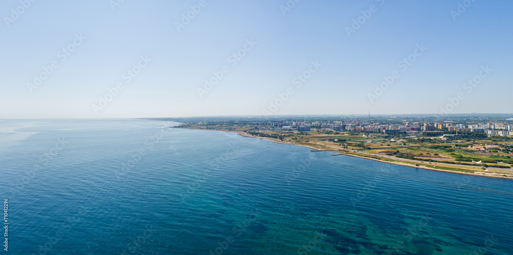 Bari, Italy. Embankment of the central part of the city. Bari is a port city on the Adriatic coast, the capital of the southern Italian region of Apulia. Aerial view