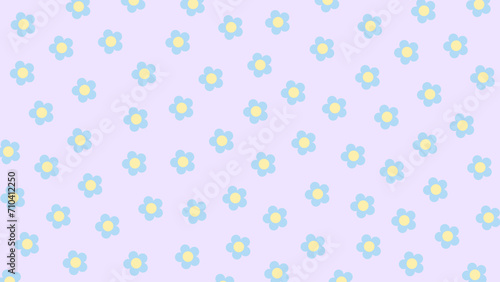 Purple seamless background with blue flowers