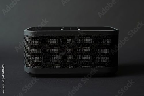 A modern wireless speaker, isolated on a minimalist black background