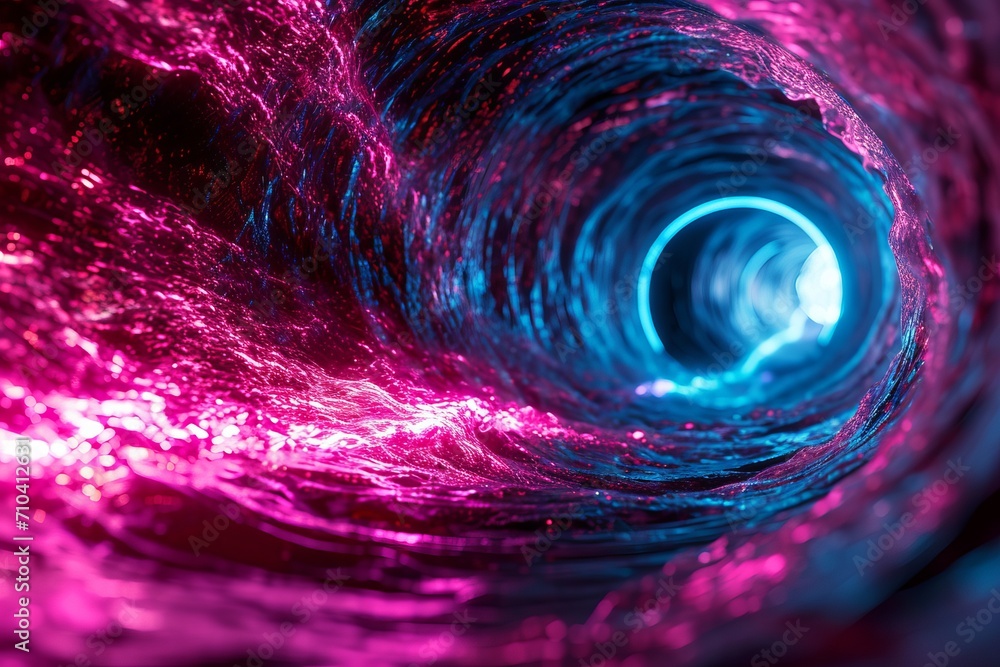 A neon vortex portal, pulsing with energy and leading to another dimension. Generative AI A neon vortex portal, pulsing with energy and leading to another dimension. Generative AI