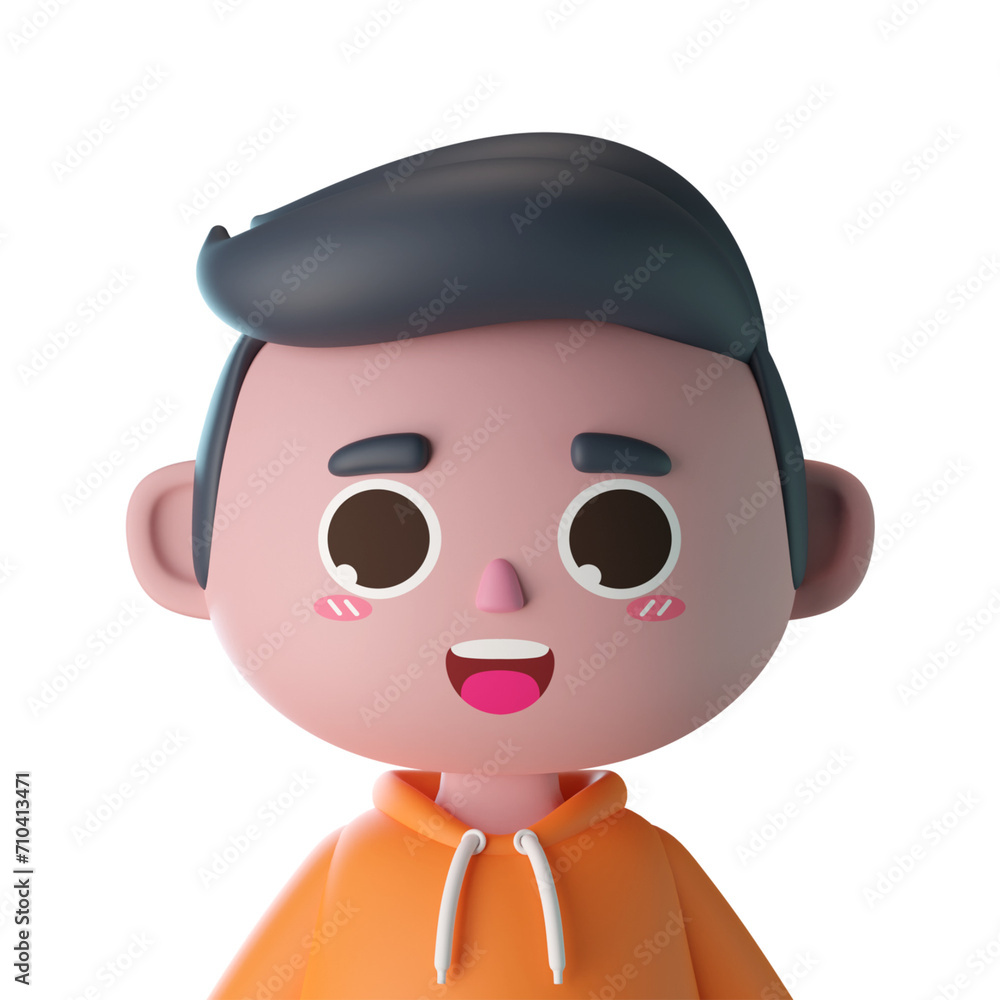 Fototapeta premium 3d male cute cartoon character avatar isolated in 3d rendering