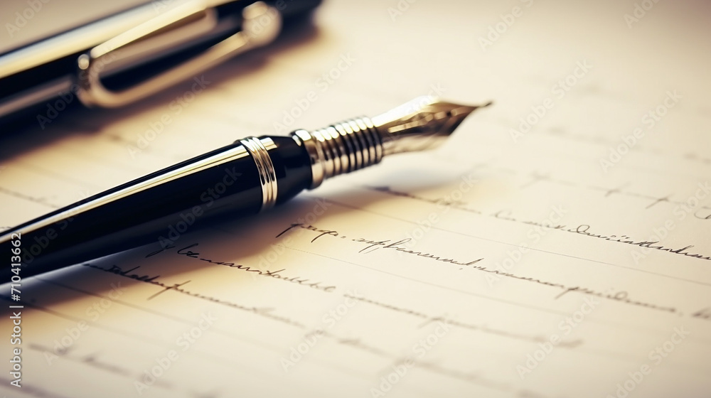 Blank Canvas of Ideas: Extremely Shallow Focus on a Stylish Silver Fountain Pen and Paper Blank Canvas of Ideas: Extremely Shallow Focus on a Stylish Silver Fountain Pen and Paper