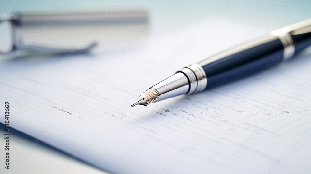 Blank Canvas of Ideas: Extremely Shallow Focus on a Stylish Silver Fountain Pen and Paper Blank Canvas of Ideas: Extremely Shallow Focus on a Stylish Silver Fountain Pen and Paper